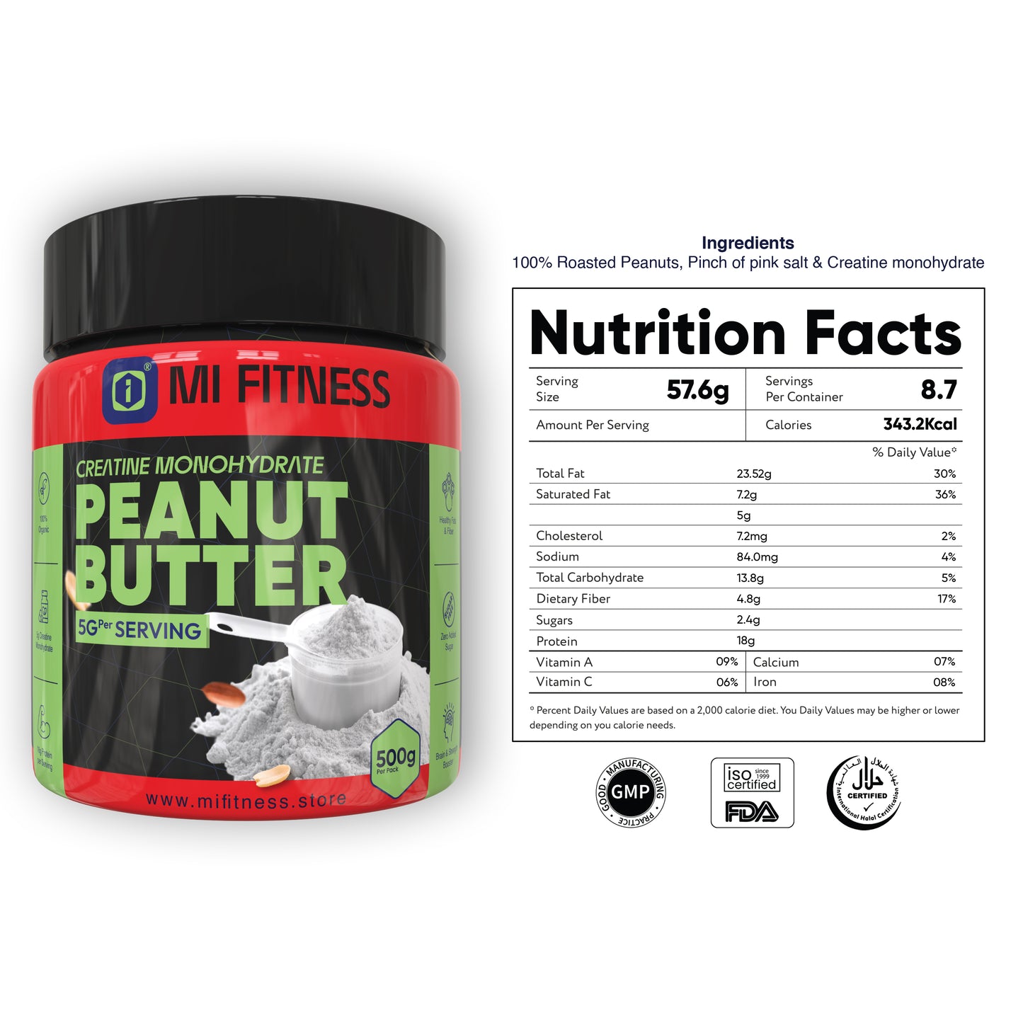 Peanut Butter with Creatine Monohydrate 01 kg - Mi Fitness