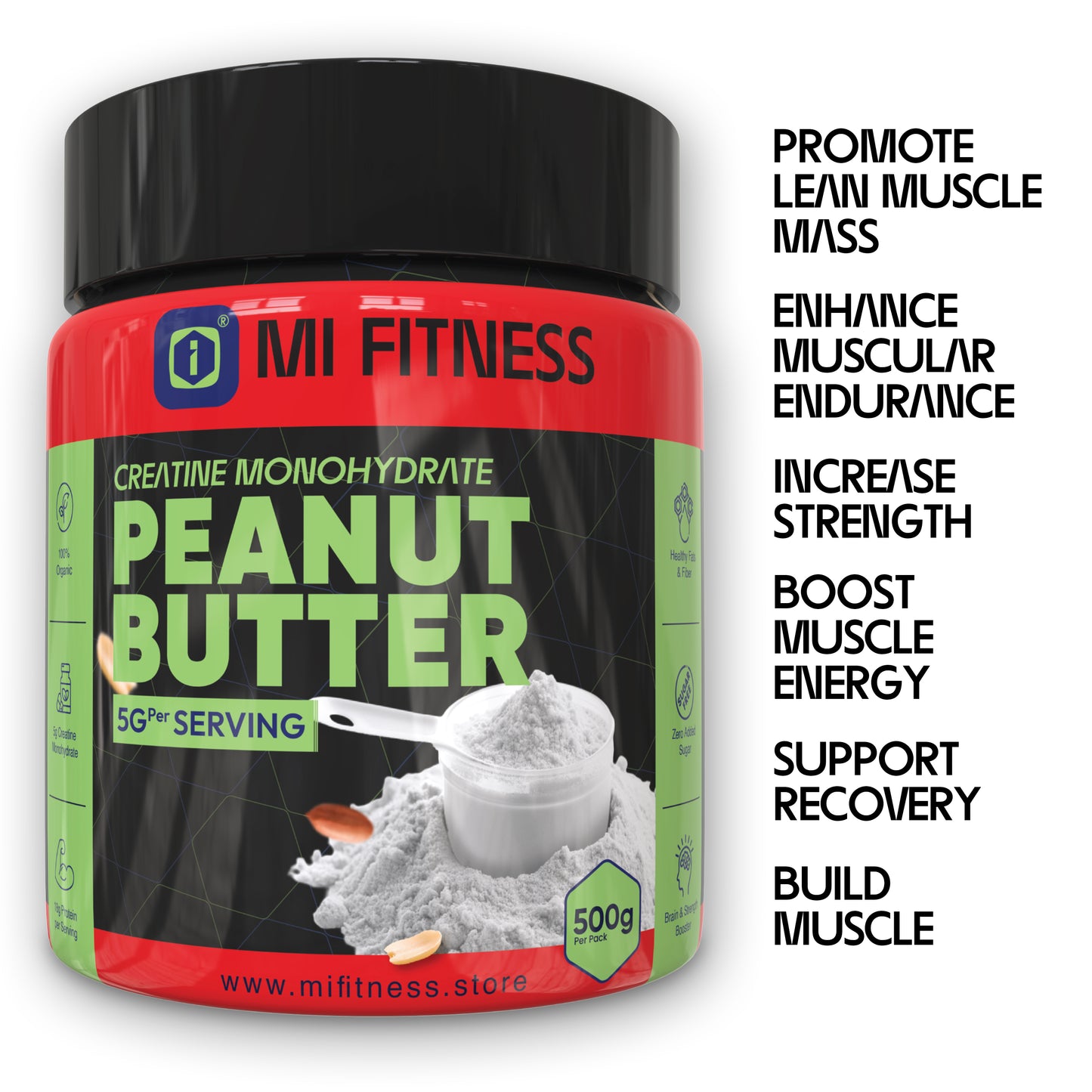 Peanut Butter with Creatine Monohydrate 01 kg - Mi Fitness