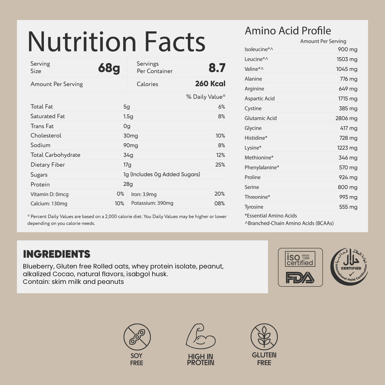 Whey Protein Overnight Oats – Blueberry 800g - mi Fitness