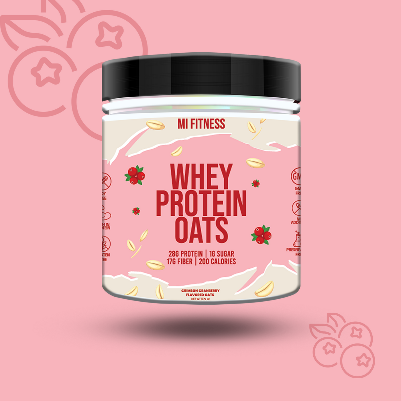 Whey Protein Overnight Oats – Cranberry 400g - mi Fitness