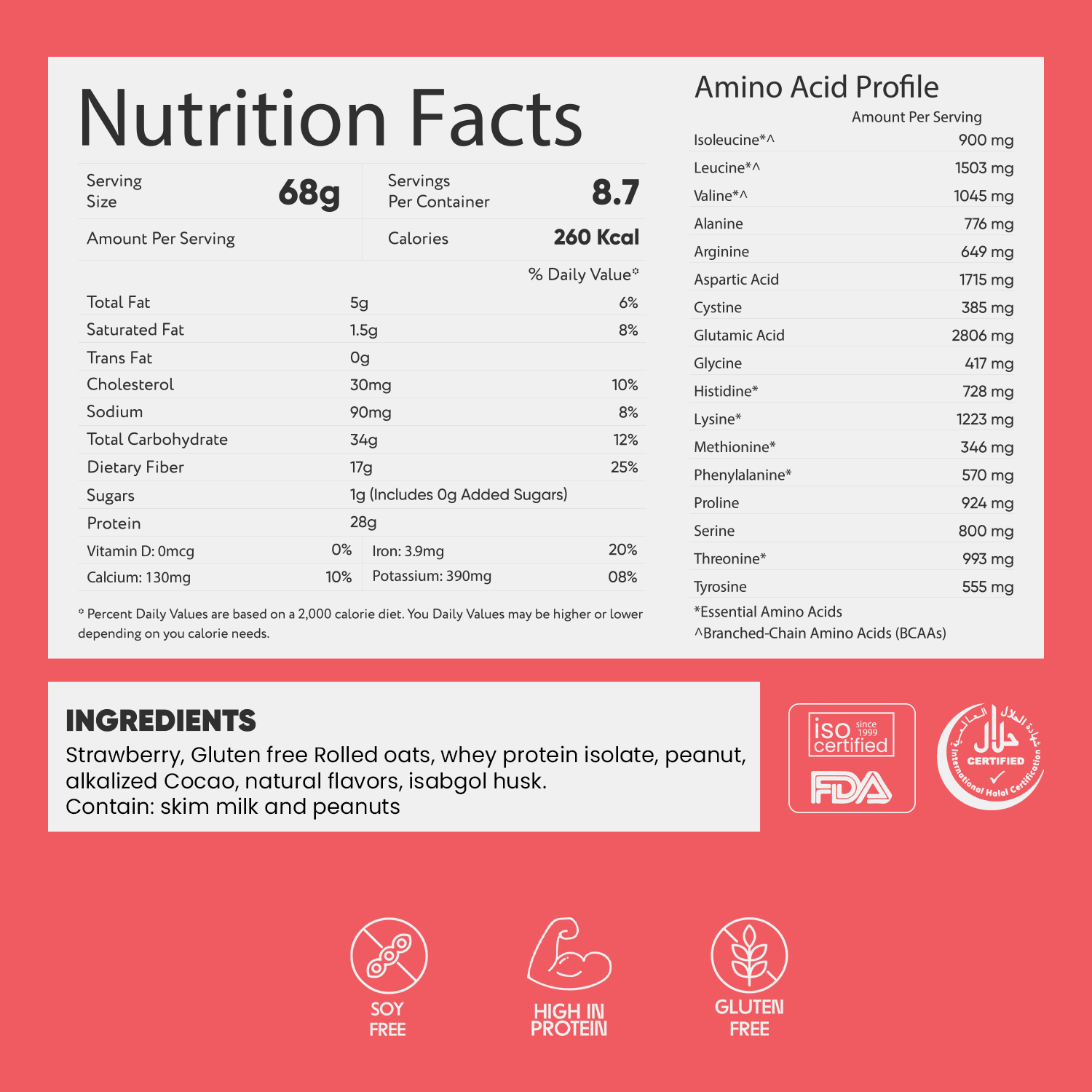 Whey Protein Overnight Oats – Strawberry 400g - mi Fitness