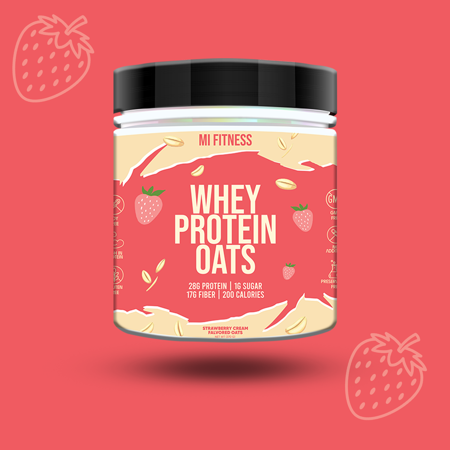Whey Protein Overnight Oats – Strawberry 400g - mi Fitness